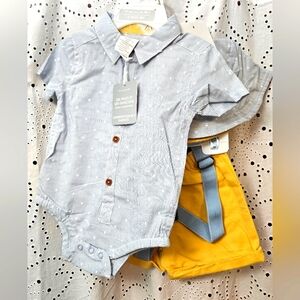 3-6month Tahari 3 piece set with suspenders